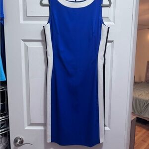 Lauren Ralph Lauren Blue and White Sleeveless Dress